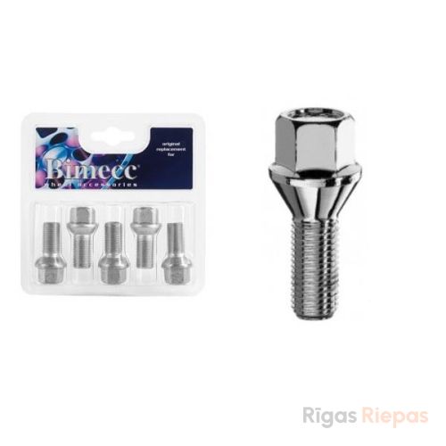 Bimecc riteņu skrūve M12x1.5x22, 60° konuss, atslēga 17 mm