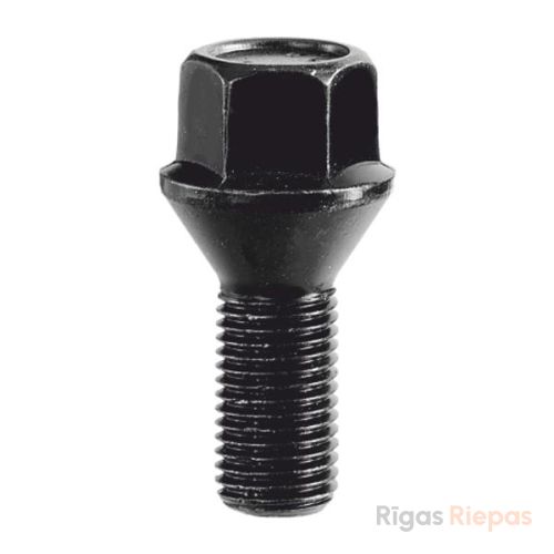 Bimecc riteņu skrūve M12x1.5x42, 60° konuss, atslēga 17 mm, melna