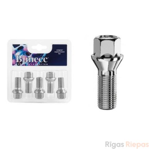 Bimecc riteņu skrūve M14x1.5x28, 60° konuss, atslēga 17 mm