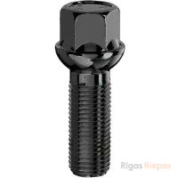 Bimecc riteņu skrūve M14x1.5x55, sfēra R12, atslēga 17 mm, melna