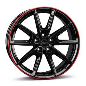 Borbet LX18 8x18 5x108 ET45, black · gloss (Black Glossy Rim Red)
