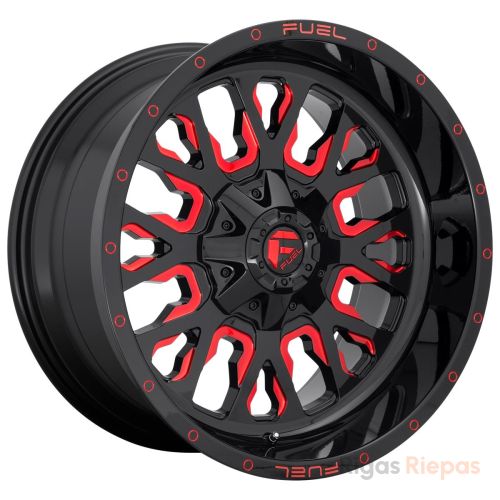 Fuel D612 Stroke 10x22 6x139.7/6x135 ET-19, melns · spīdīgs (Gloss Black Red Tinted Clear)