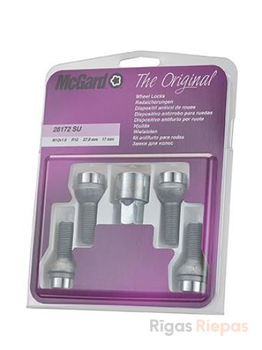 McGard drošības skrūves M12x1.5x27.9, sfēra R12, atslēga 17 mm