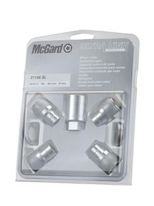 McGard locking wheel nuts M12x1.5x35, flat seat, 21 mm key