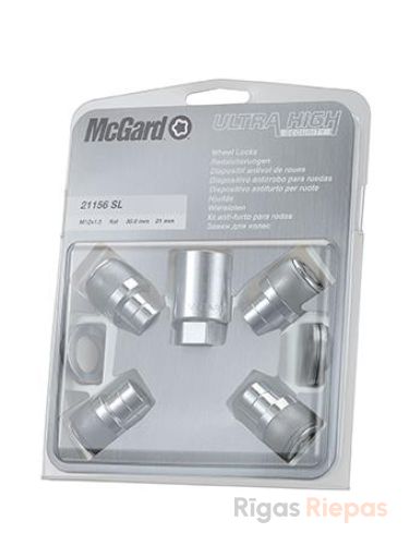 McGard locking wheel nuts M12x1.5x35, flat seat, 21 mm key