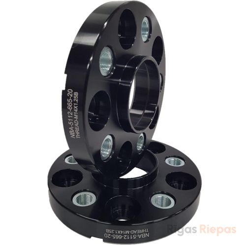 NBA disku starplika 20 mm 5x112, ar vītņotiem caurumiem, melna