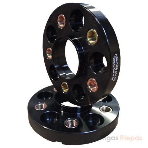 NBA wheel spacer 20 mm 5x108, with threaded holes, black