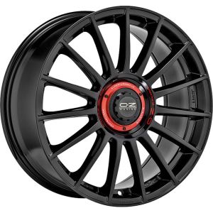OZ Racing Superturismo Evoluzione 8.5x19 5x108 ET45, melns · spīdīgs (Gloss Black + Red Lettering)