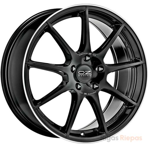 OZ Racing Veloce GT 7.5x17 5x100 ET35, melns · pulēts (Gloss Black+Diamond Lip+Silver Lettering)