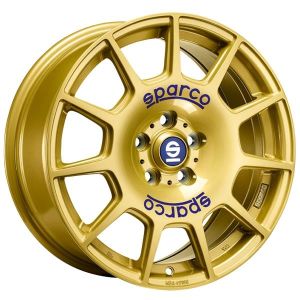 Sparco Terra 7.5x17 5x100 ET48, zelta (Race Gold Blue Lettering)