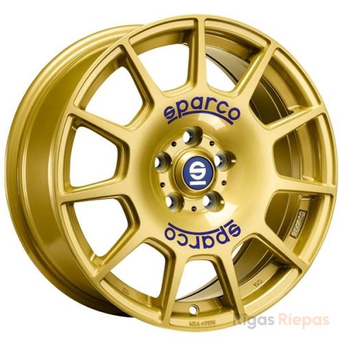 Sparco Terra 7.5x17 5x100 ET48, золотистый (Race Gold Blue Lettering)