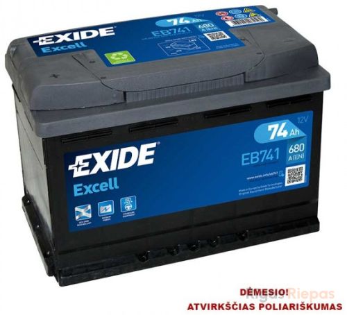 EXIDE EB741 74Ah 680A